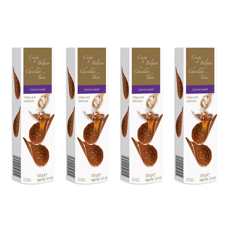 Belgian Chocolate Thins Caramel and Sea Salt Pack of 4x125g