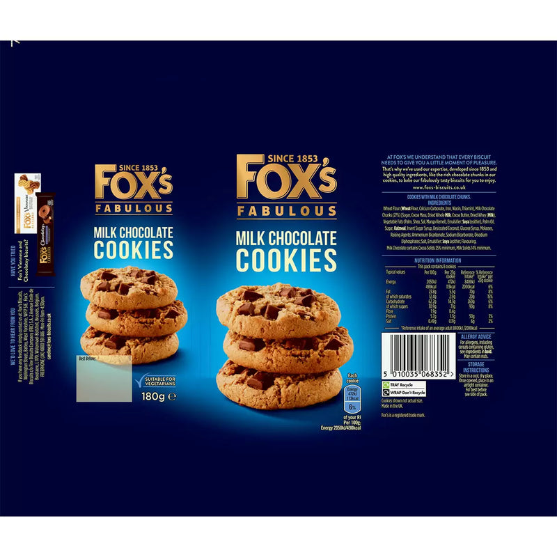 Fox's Fabulous Cookies Assortment Pack of 8 x 180g