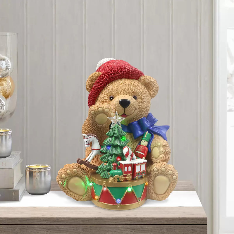 Resin Teddy Bear with Drum Pack of x1 ( 14 LED x1.1ft (0.33m))