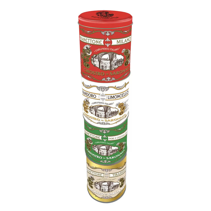 Lazzaroni Chiostro Di Saronno Assorted Mini Panettone Gift Tower Pack of 4x100g