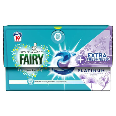 Fairy Non Bio pods Platinum Silk Tree Blossom & Jasmine Pack of  19 Wash