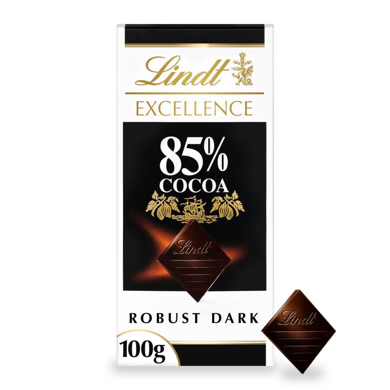 Lindt Excellence Dark 85% Cocoa Chocolate Bar Pack of 100g