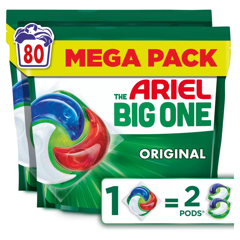 Ariel The Big One Laundry Liquid Pods Original Pack of 80w X2.904kg