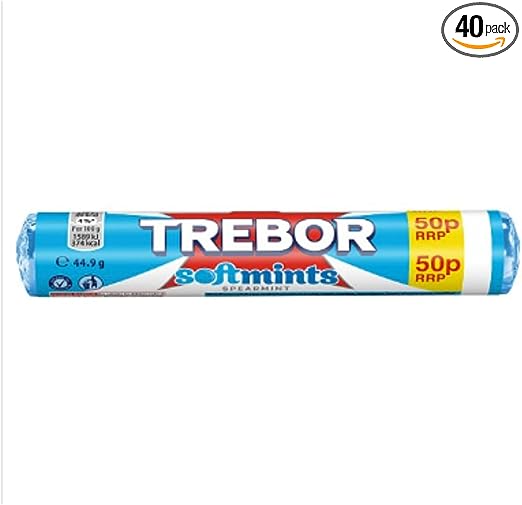 Trebor Softmints Spearmint Mints Roll - Pack of 40 x 44.9G