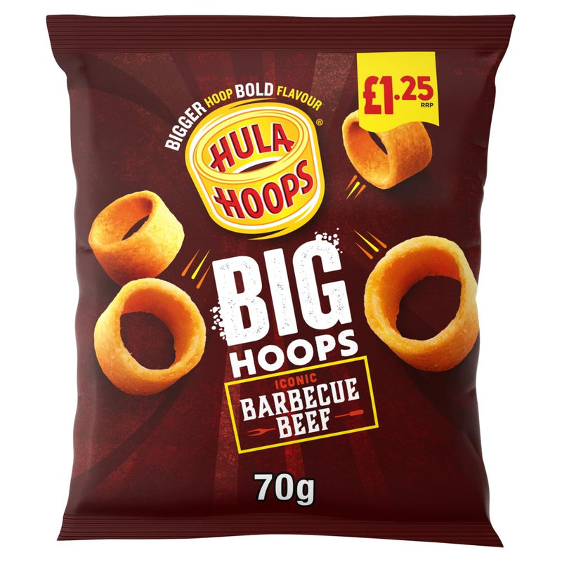 Hula Hoops Big Hoops BBQ BeefCrisps Pack of 20x70g