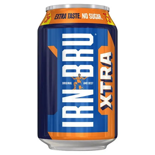 IRN-BRU XTRA Zero No Sugar & Low Calorie Fizzy Drinks with XTRA Taste Pack of 24x330ml