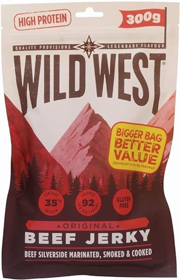 Wild West Original Beef Jerky pack of 3 x 100g .