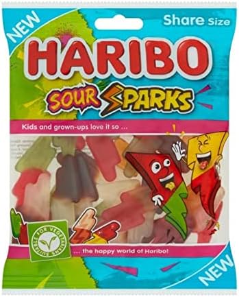 HARIBO Sour Sparks Sweets Sharing Bag Pack of 12x160g