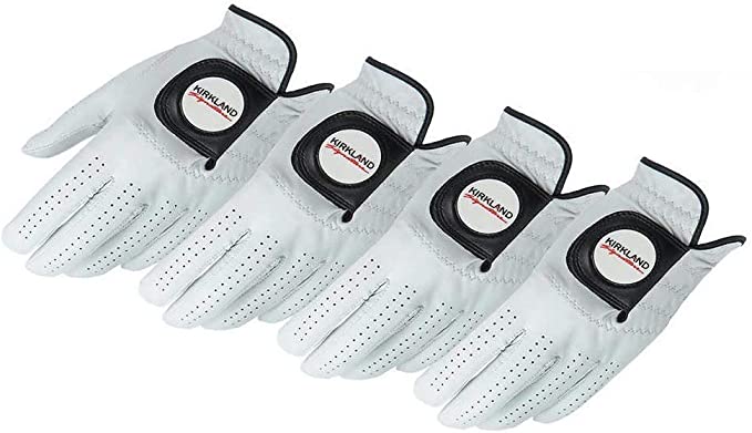 KIRKLAND SIGNATURE Golf Gloves Premium Cabretta Leather, Medium, 4 Pack