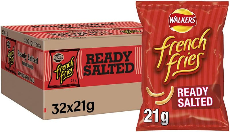 Walkers Crisps French Fries Ready Salted Snacks Pack of 32x21g