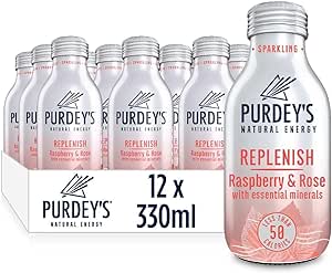 Purdey's Replenish Multivitamin Energy Drink Raspberry & Rose Pack of 12 x 330ml Bottles