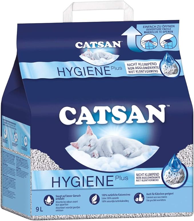 Catsan Hygiene Plus - White Hygiene Litter with Extra Mineral Protection - 10 Litre