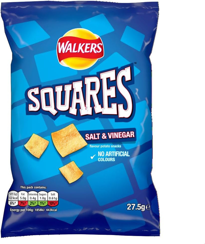 Walkers Squares Salt and Vinegar Snacks Pack of 32x27.5 g