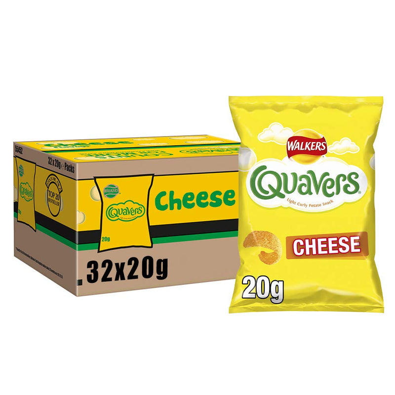 Walkers Quavers Cheese Flavour Potato Snack Pack of 32x 20.5 g