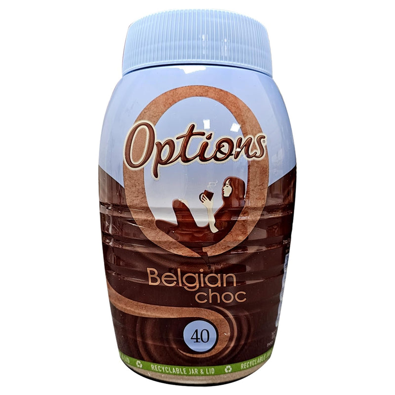 Options Belgian Chocolate Instant Hot Chocolate Drink Pack of 6x395g