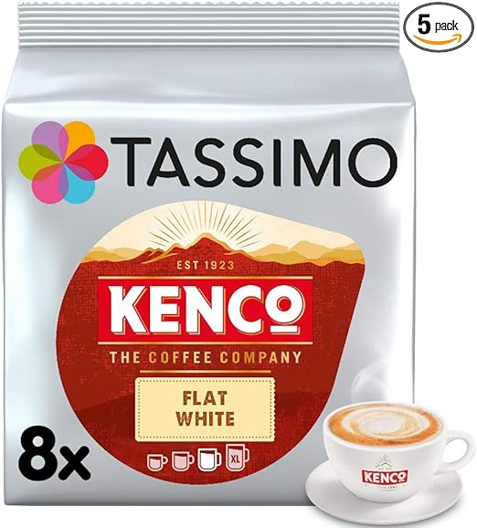 Tassimo Kenco Flat White Coffee Pods Pack of 5 X 8'S