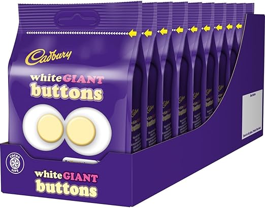 Cadbury White Giant Buttons Chocolate Bag, 95g (Pack of 10 Bags)