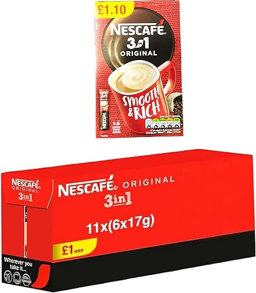 Nescafe 3 in 1-11 boxes Original Pack of 6x17g