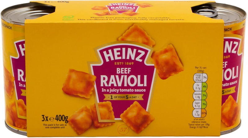 HEINZ Beef Ravioli Pasta Pack of 6x400g