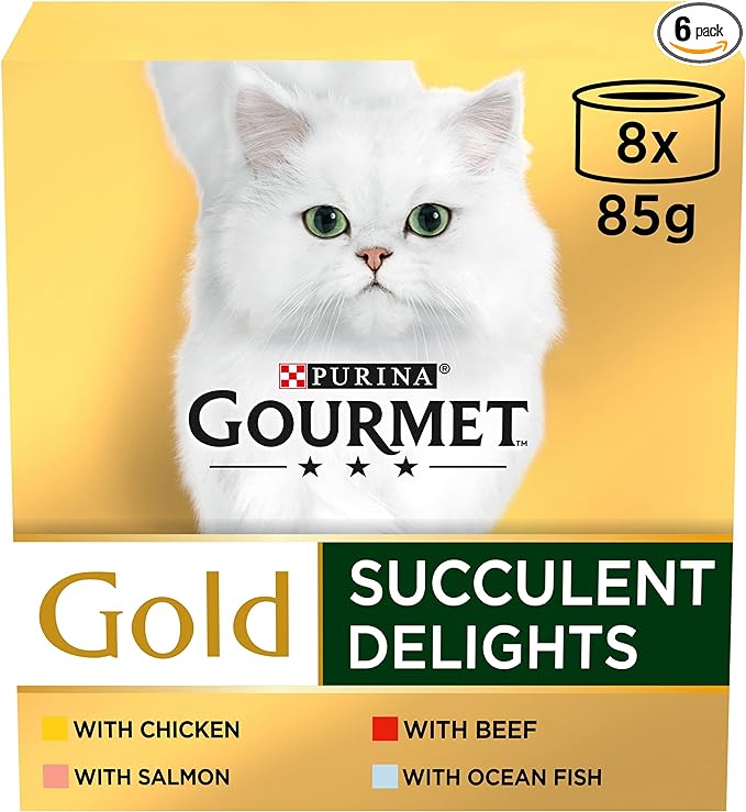 Gourmet Gold Succulent Delights Adult Wet Cat Food Chicken 8x85g, Pack of 6