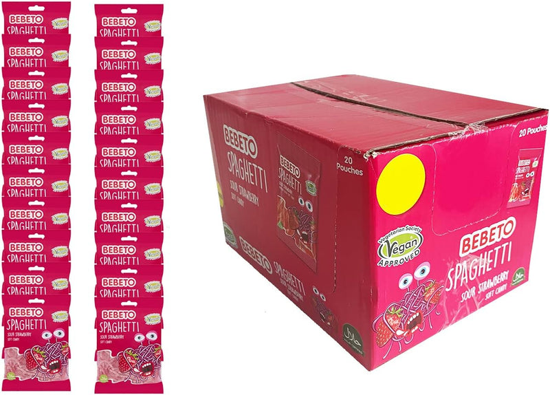 Bebeto Spaghetti Sour Strawberry Soft Candy Pack of 20x70g