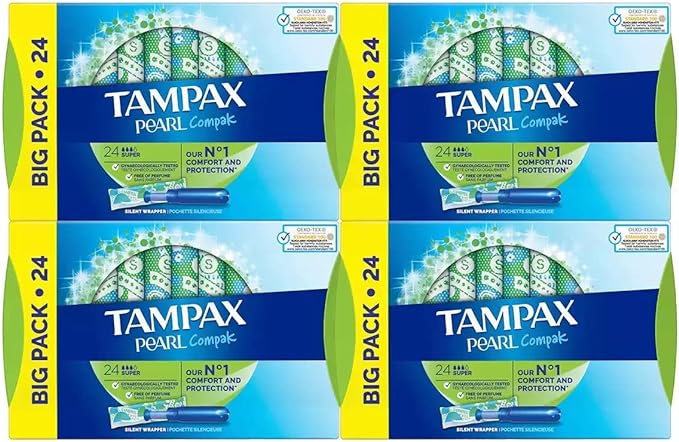 Tampax Pearl Compak Super Tampons-4X 24 Pack