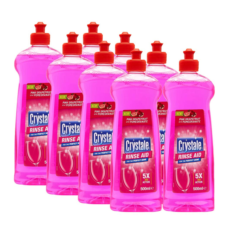 Crystale Dishwasher Rinse Aid Pink Grapefruit and Pomegranate 8 x 500ml