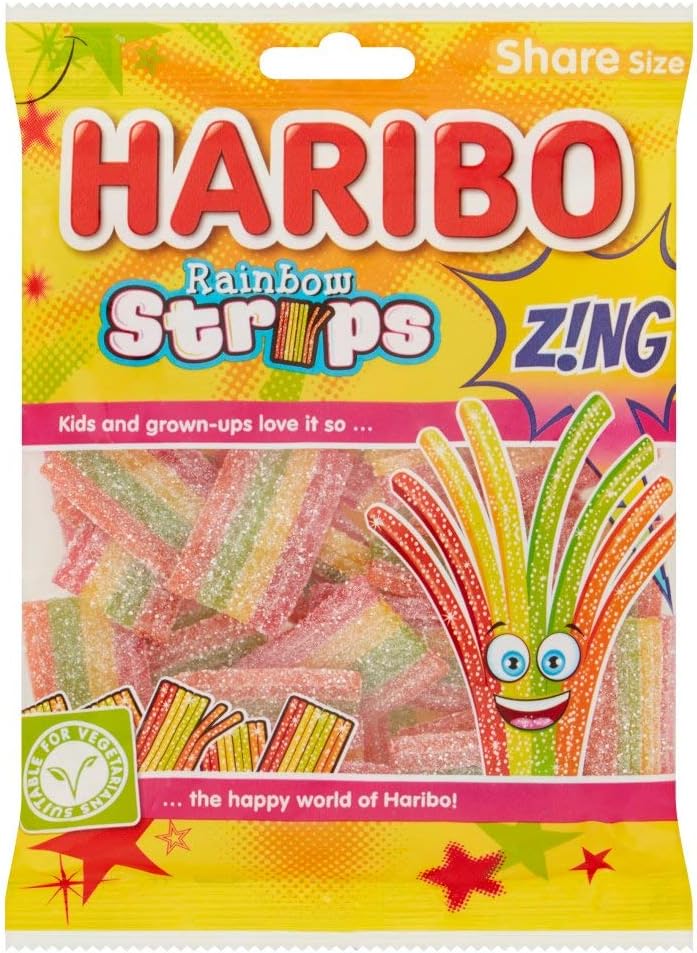 HARIBO Rainbow Strips Zing Bag Pack of 12x130g