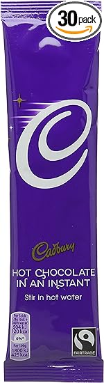 Cadbury Instant Hot Chocolate Stick Pack, 28g (Pack of 30)