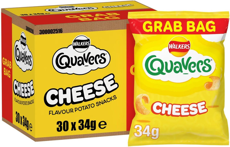 Walkers Quavers Cheese Flavour Potato Snack Pack of 30x34g