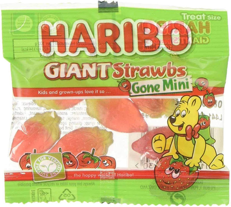 HARIBO Giant strawbs mini bags Pack of 100 x 16g