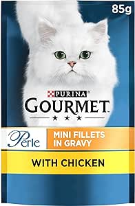 Gourmet Mini Fillets in Gravy Chicken Wet Food Pouch for Adult Cat, Pack of  26 x 85 g