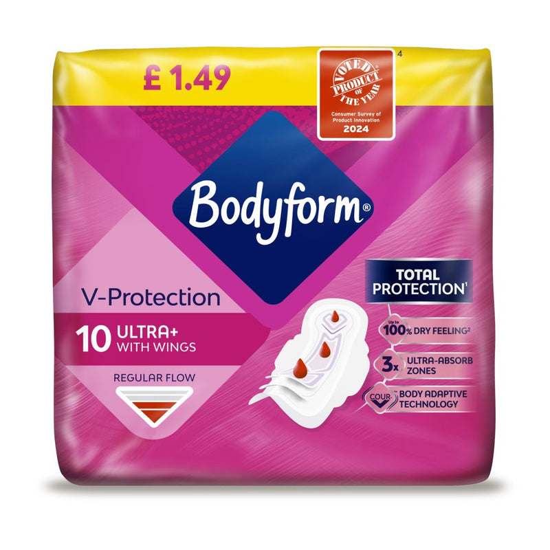 Bodyform Normal Ultra 10 Sanitary Towels Pack of 3x4pk