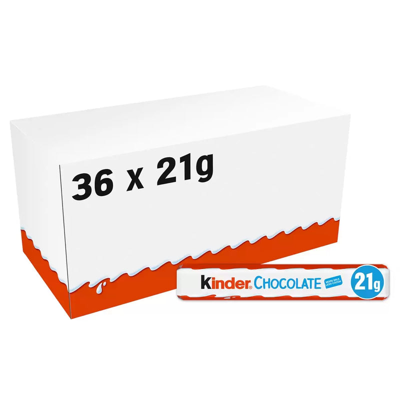 Kinder Chocolate Snackbar Pack of 36 x 21g