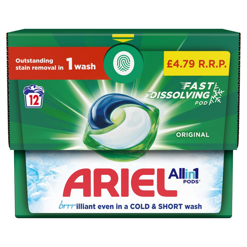 Ariel All-in-1 Pods  Capsules Liquid Tablets Pack of 12 Washes