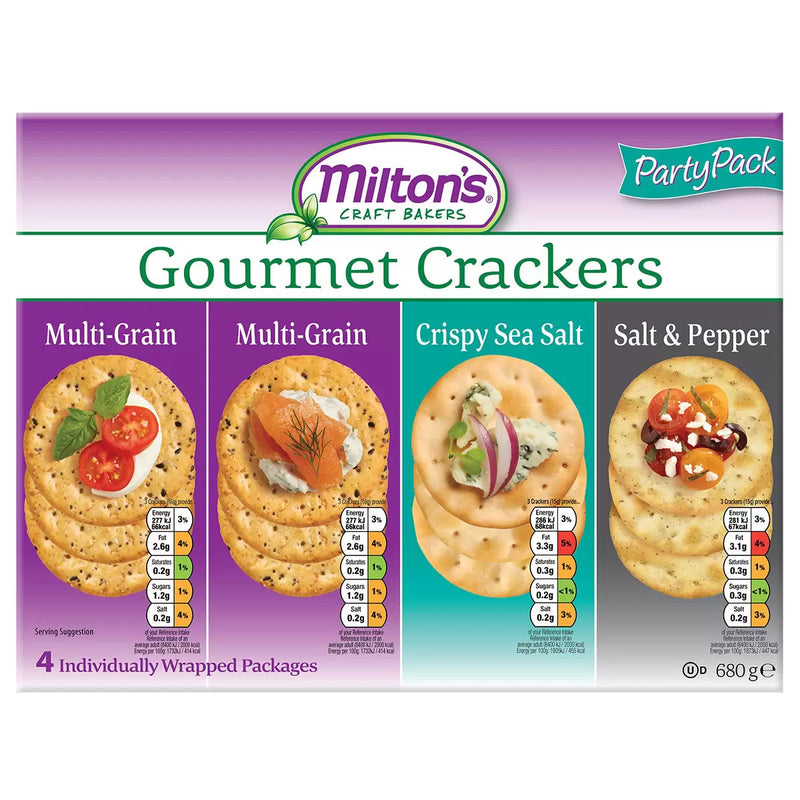 Milton's Gourmet Crackers Assorted 4 Variety Pack of 1x680g