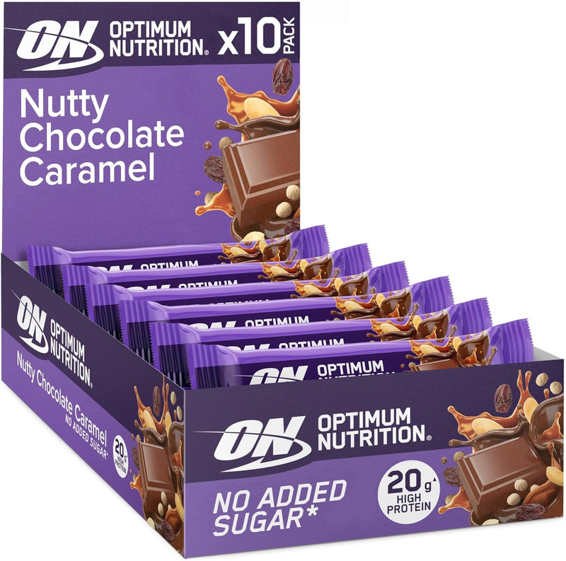 Optimum Nutrition Nutty Chocolate Caramel Protein Bar Pack of 10x70g