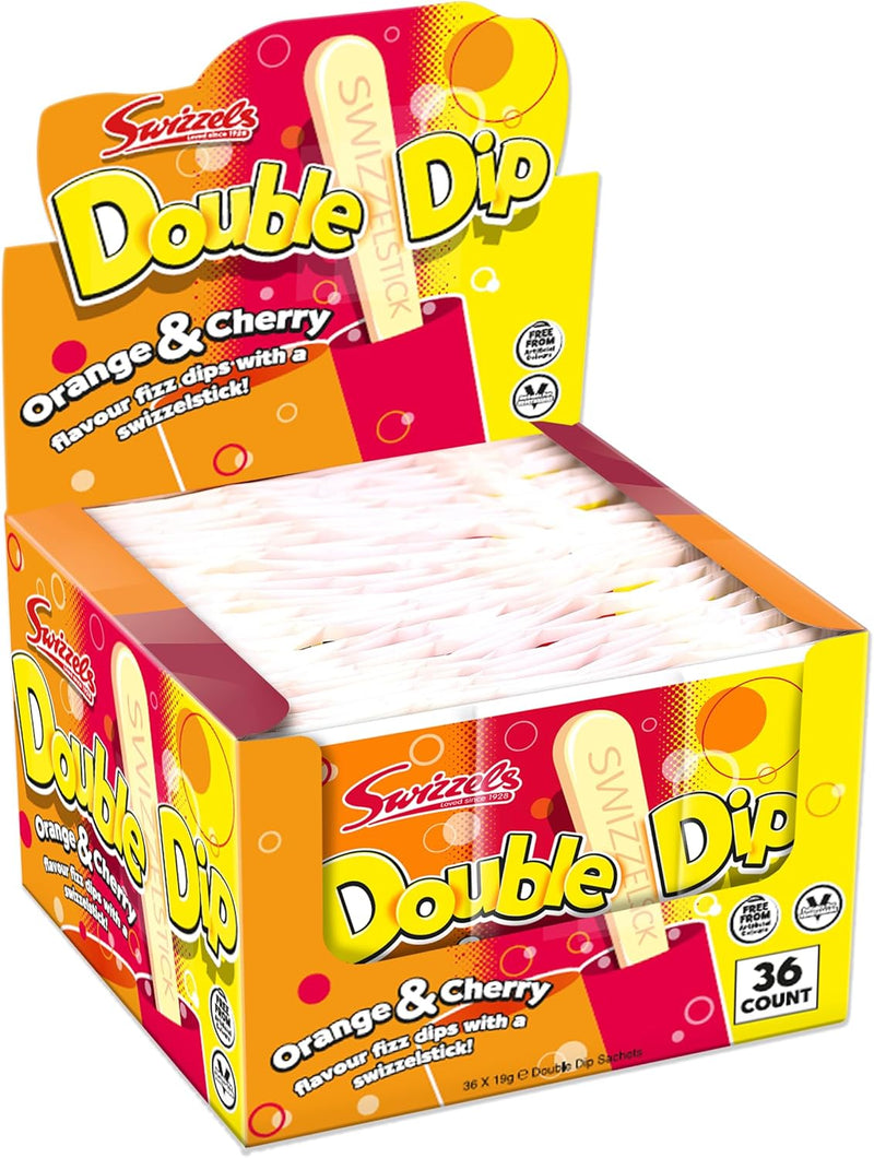 Swizzels Orange and Cherry Double Dip Sherbet Sweets Pack of 36x19g