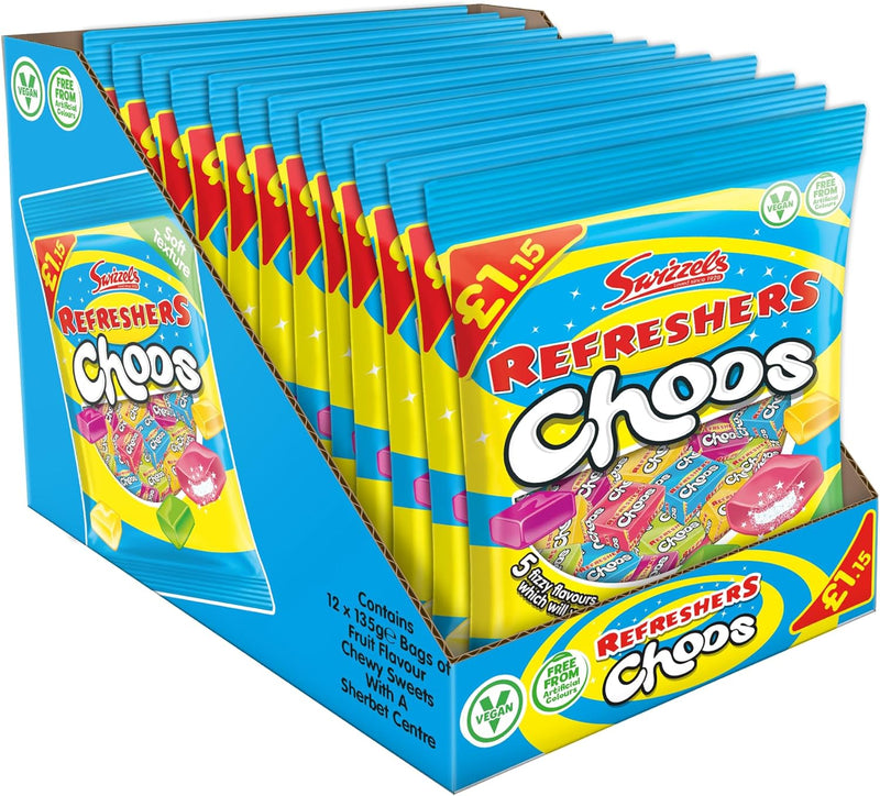 Swizzels Refreshers Choos Chewy Candy Pack of 12x115g