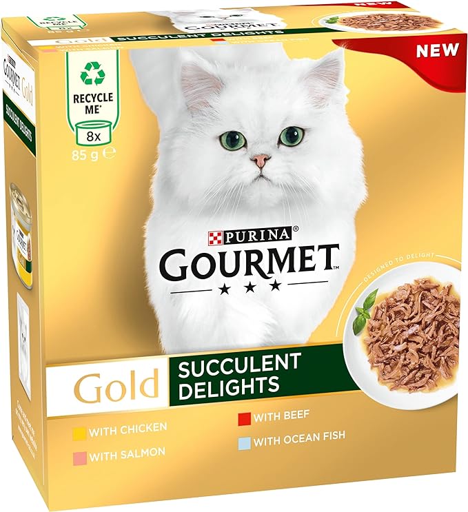 Gourmet Gold Succulent Delights Adult Wet Cat Food Chicken 8x85g, Pack of 6