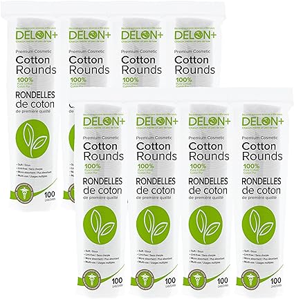 Delon+ Premium Cotton Rounds Pack of 8 x 100 's