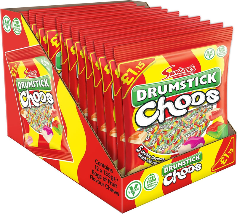 Swizzels Drumstick Choos Chew Candy Pack of 12x115g