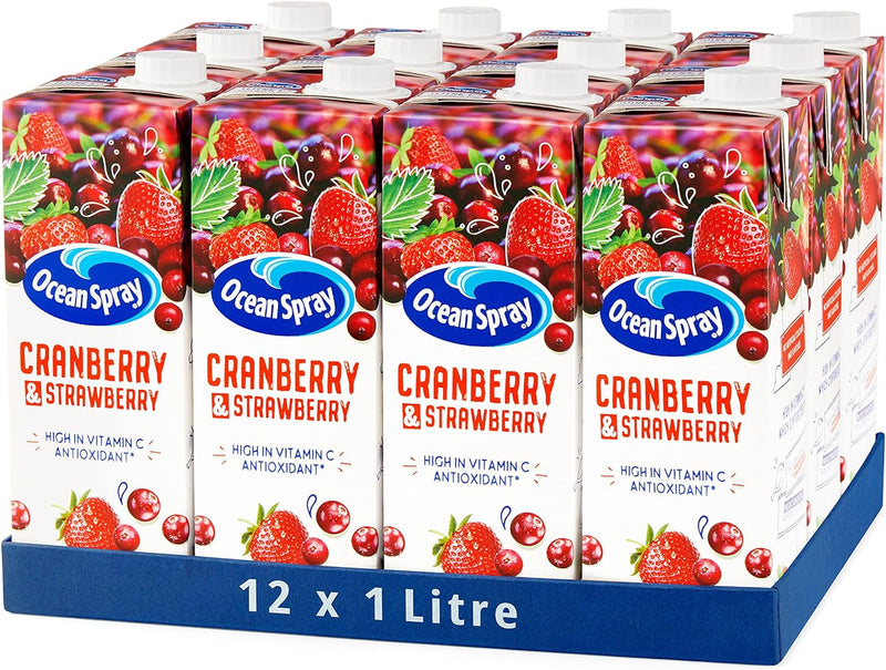 Ocean Spray Cranberry and Strawberry Juice Drink, 1L Carton (12-Pack)