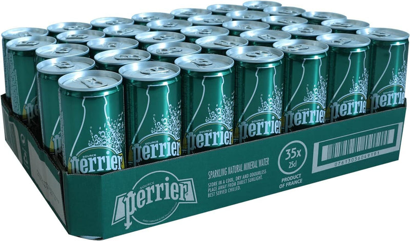 Perrier Sparkling Natural Mineral Water Can Pack of 35 X 250ml