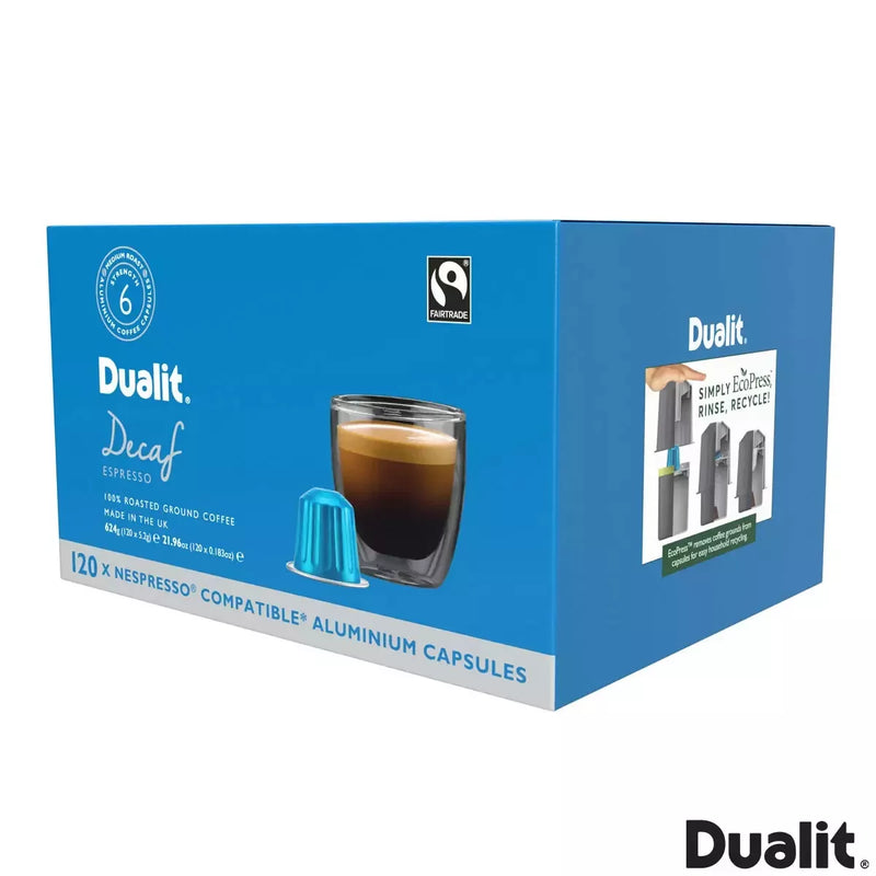 Dualit Decaf Nespresso Compatible Aluminium Coffee Capsules 120 Servings