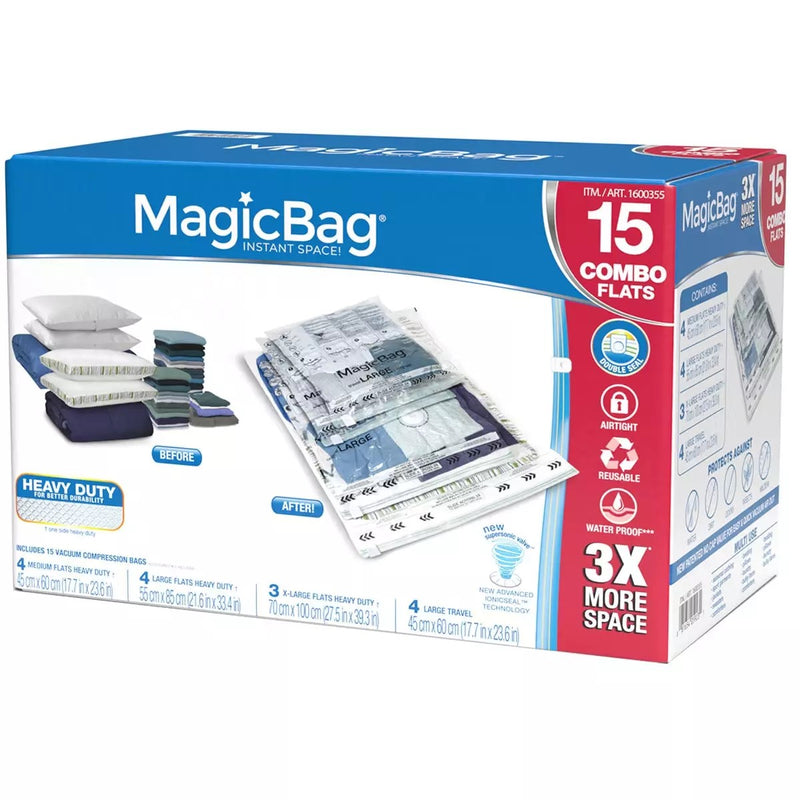 Magic Bag Space Saver Vacuum Storage Bags 15 Pack Reusable Waterproof