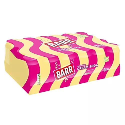 Barr American Cream Soda Flavoured Fizzy Soft Drink Pack of 24 x 330ml