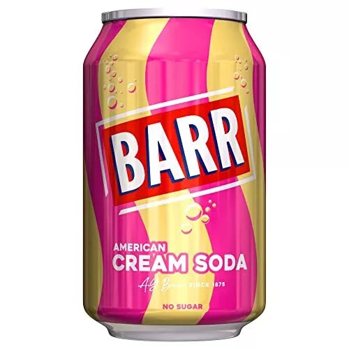 Barr American Cream Soda Flavoured Fizzy Soft Drink Pack of 24 x 330ml