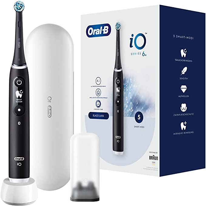 Oral-B iO Series 6 Electric Toothbrush/Electric Toothbrush, 5 Cleaning Modes for Dental Care, Magnetic Technology , Designed by  Black Lava