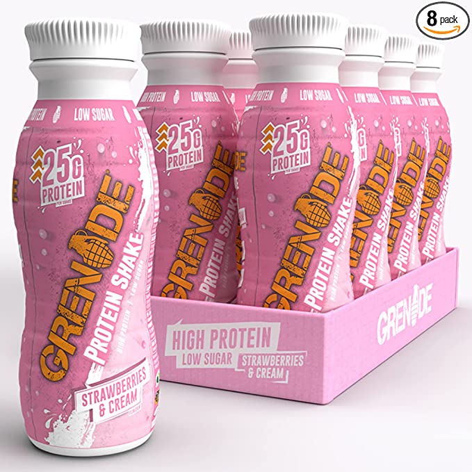 Grenade High Protein Shake, 8 x 330 ml - Strawberries and Cream (Packaging May Vary)